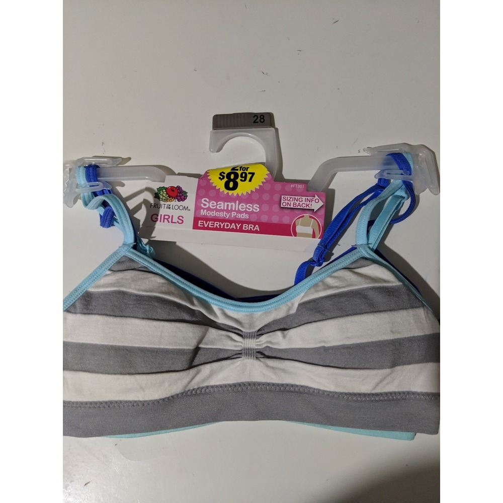 Set of 2 Fruit of the Loom Girls everyday Training Bra size 28 (4-5 )  NEW